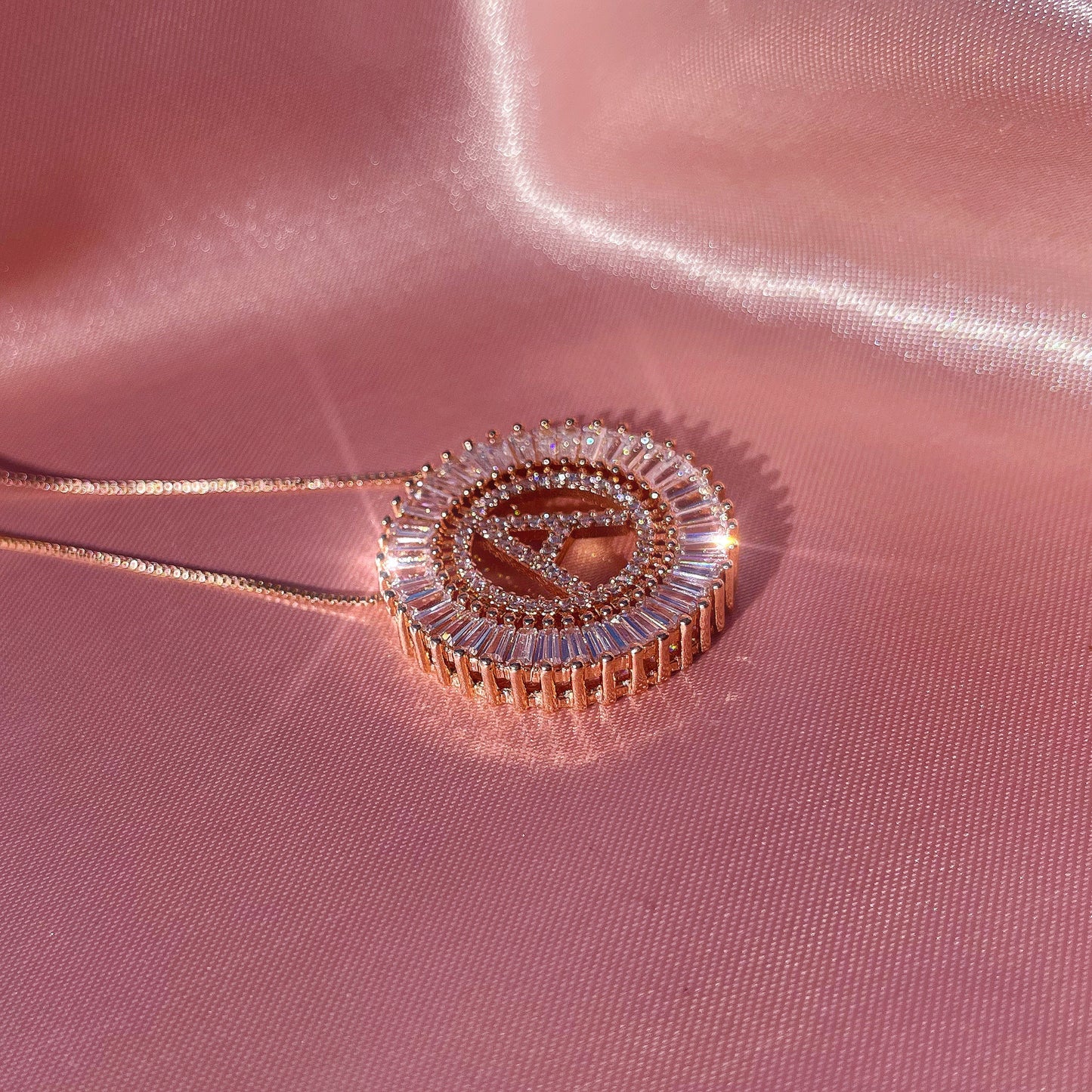 Icy Letter Necklace - Rose Gold