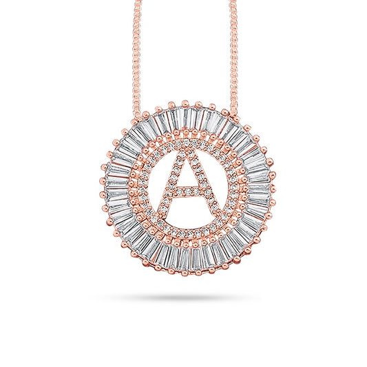 Icy Letter Necklace - Rose Gold