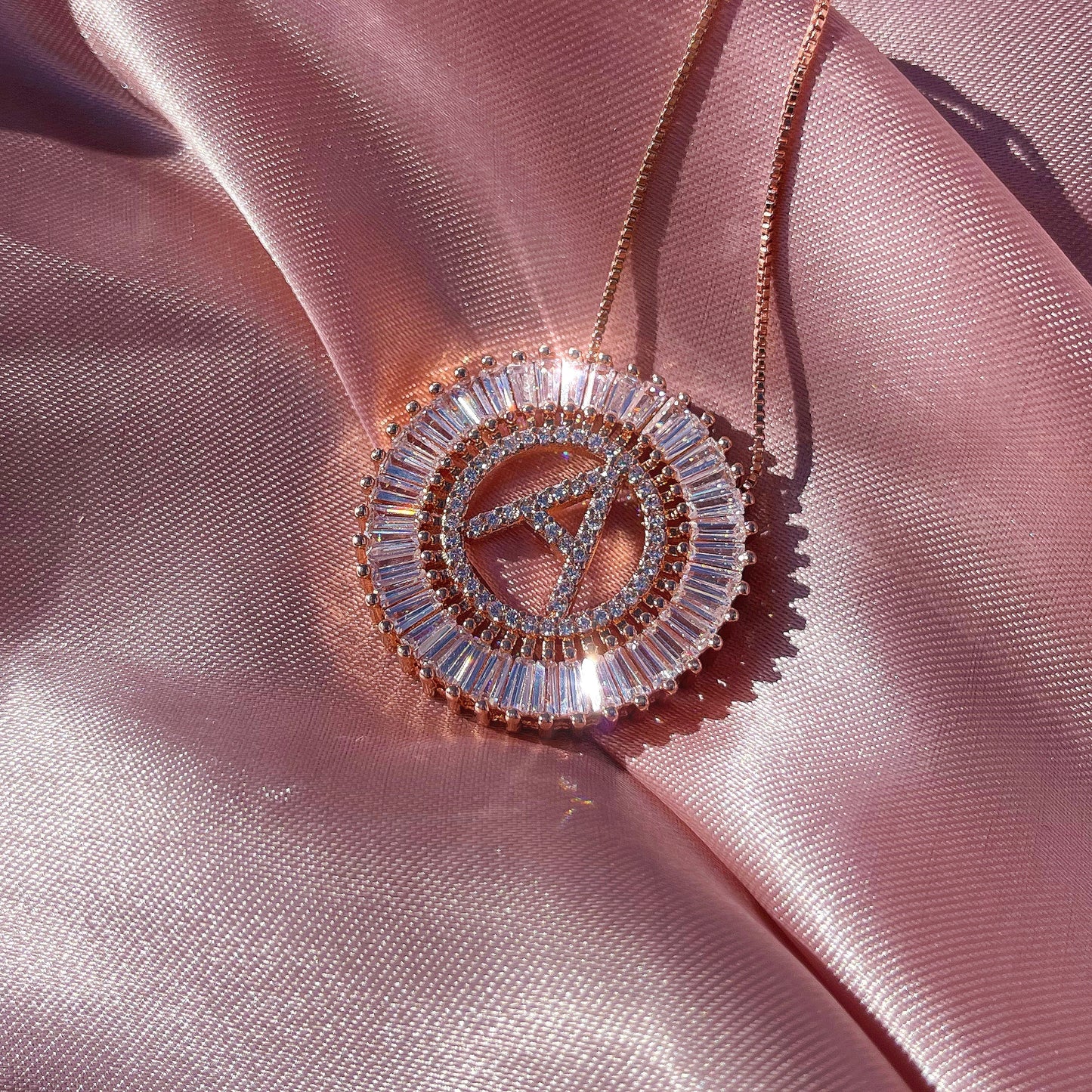 Icy Letter Necklace - Rose Gold